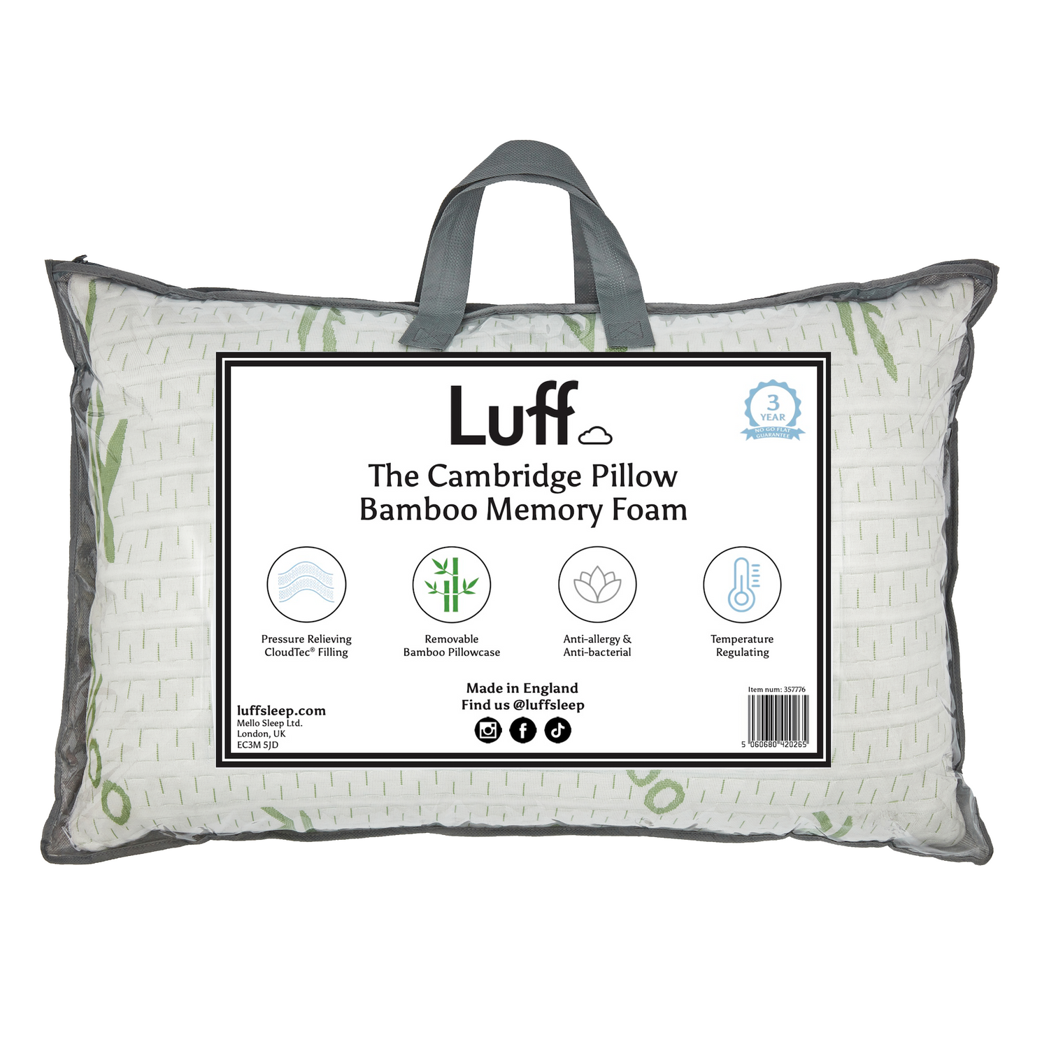 The Cambridge Medium-Firm Bamboo Pillow - Luff Sleep