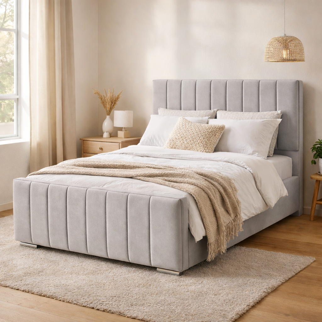 Modern Elegance Ottoman Bed Base, Gas List Open - Luff Sleep (Plush Silver) #colour_plush-silver