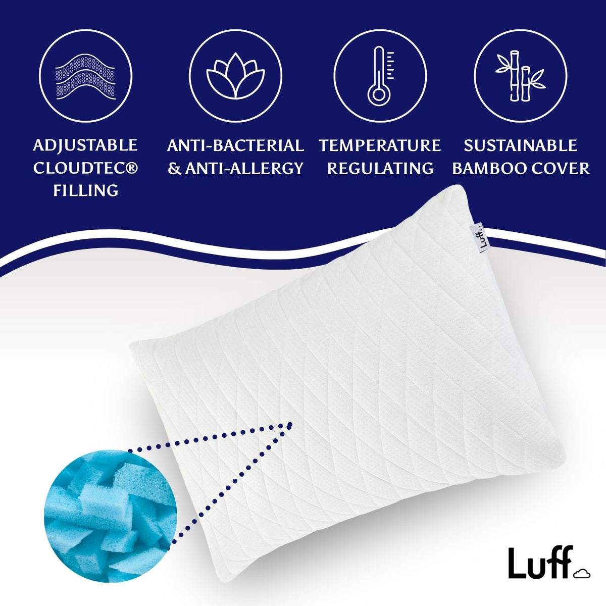 The Prestige Adjustable Bamboo Pillow - Luff Sleep