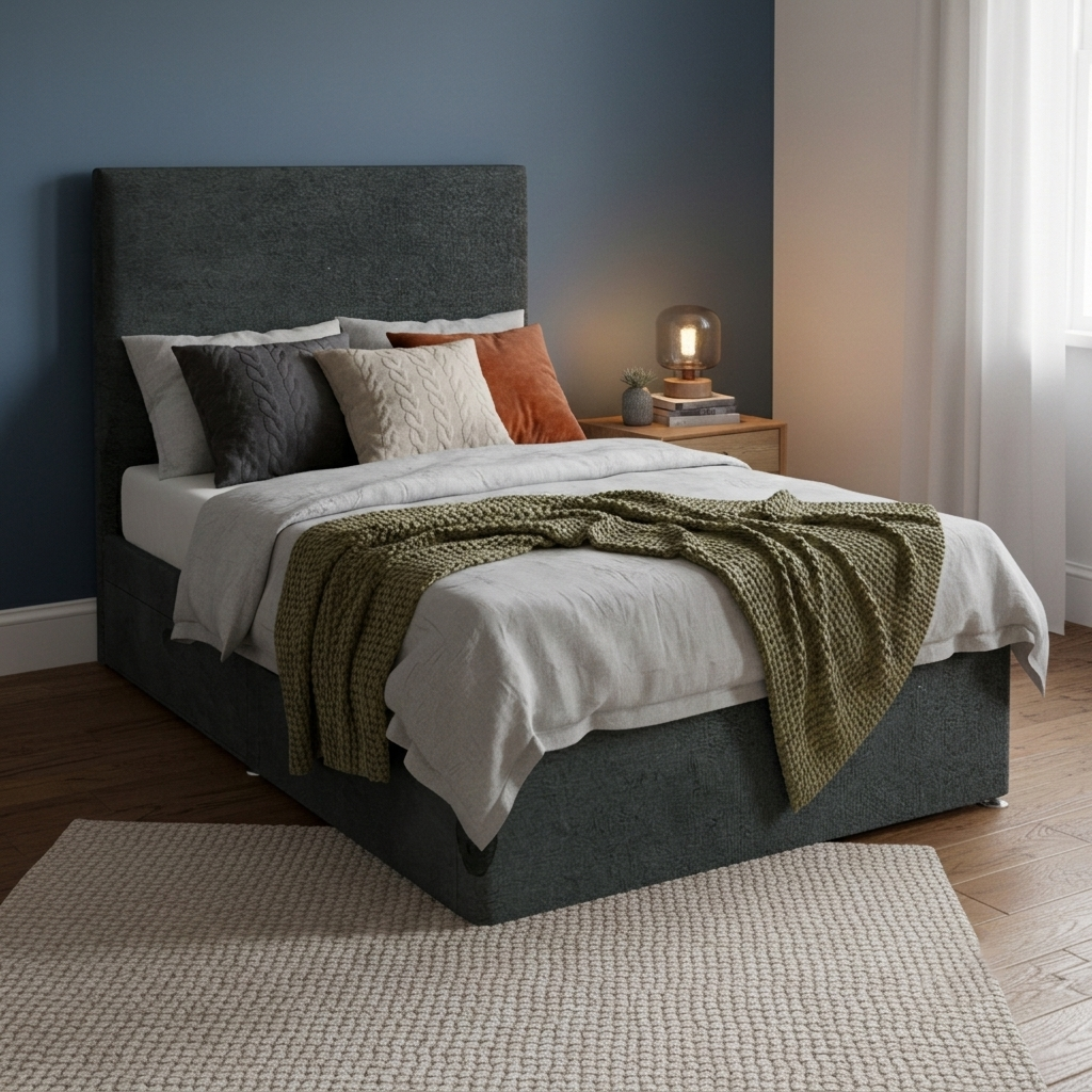 Imperial Divan Bed Base Luff Sleep Oakland Granite #colour_oakland-granite