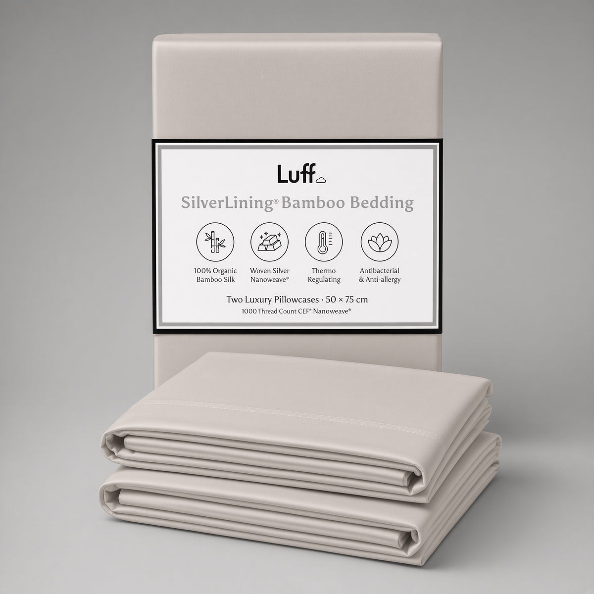Luff SilverLining Bamboo Bedding with real silver. Naturally antibacterial and breathable #colour_light-grey