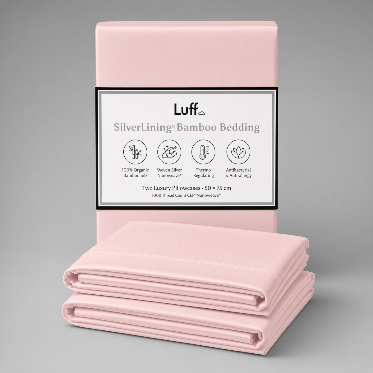 Luff SilverLining Bamboo Bedding with real silver. Naturally antibacterial and breathable #colour_pink