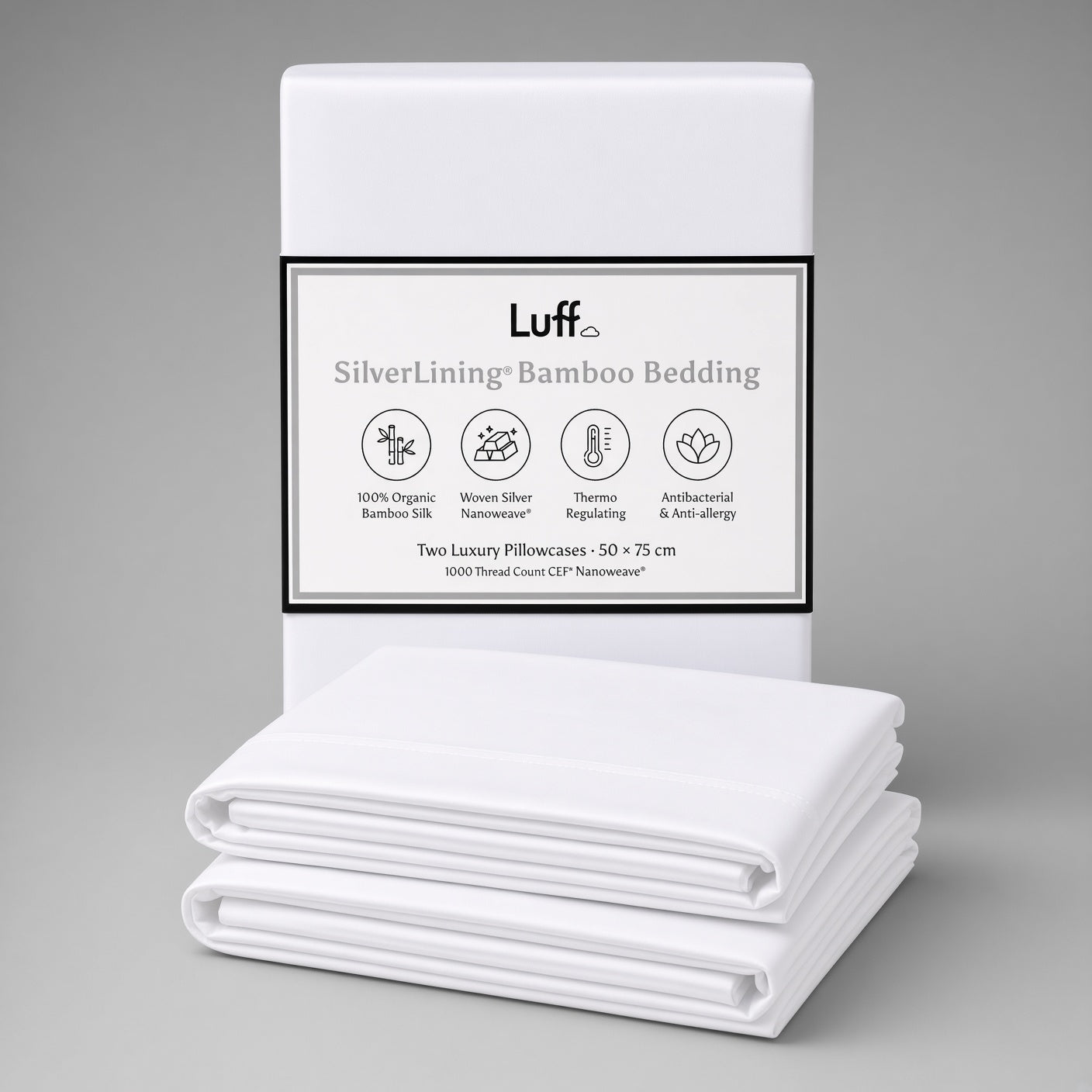 Luff SilverLining Bamboo Bedding with real silver. Naturally antibacterial and breathable #colour_white