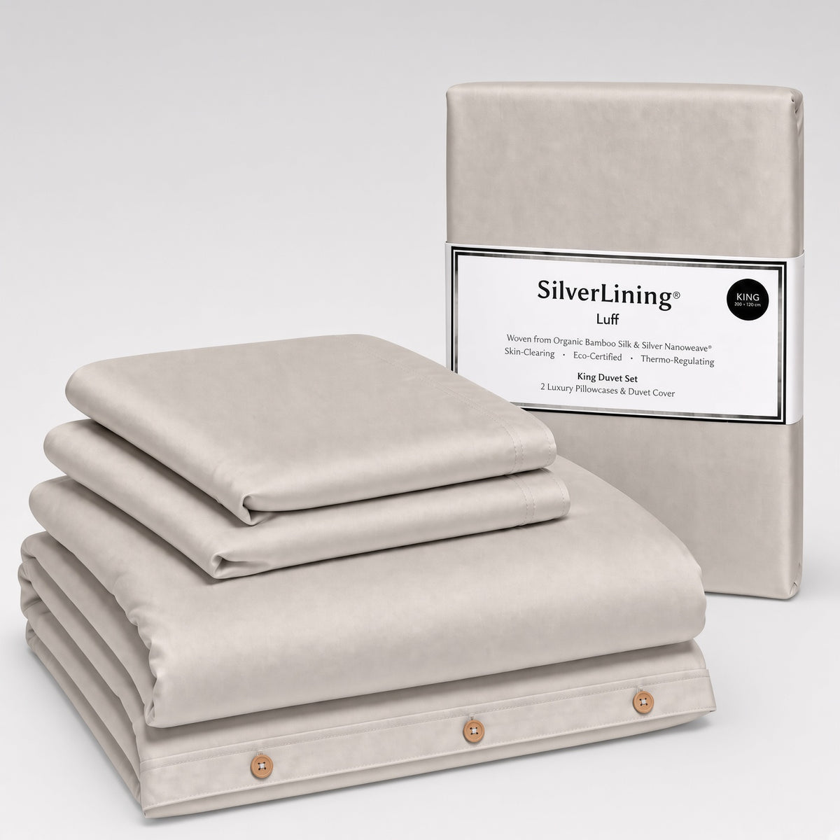 Luff SilverLining Bamboo Bedding with real silver. Naturally antibacterial and breathable #colour_light-grey