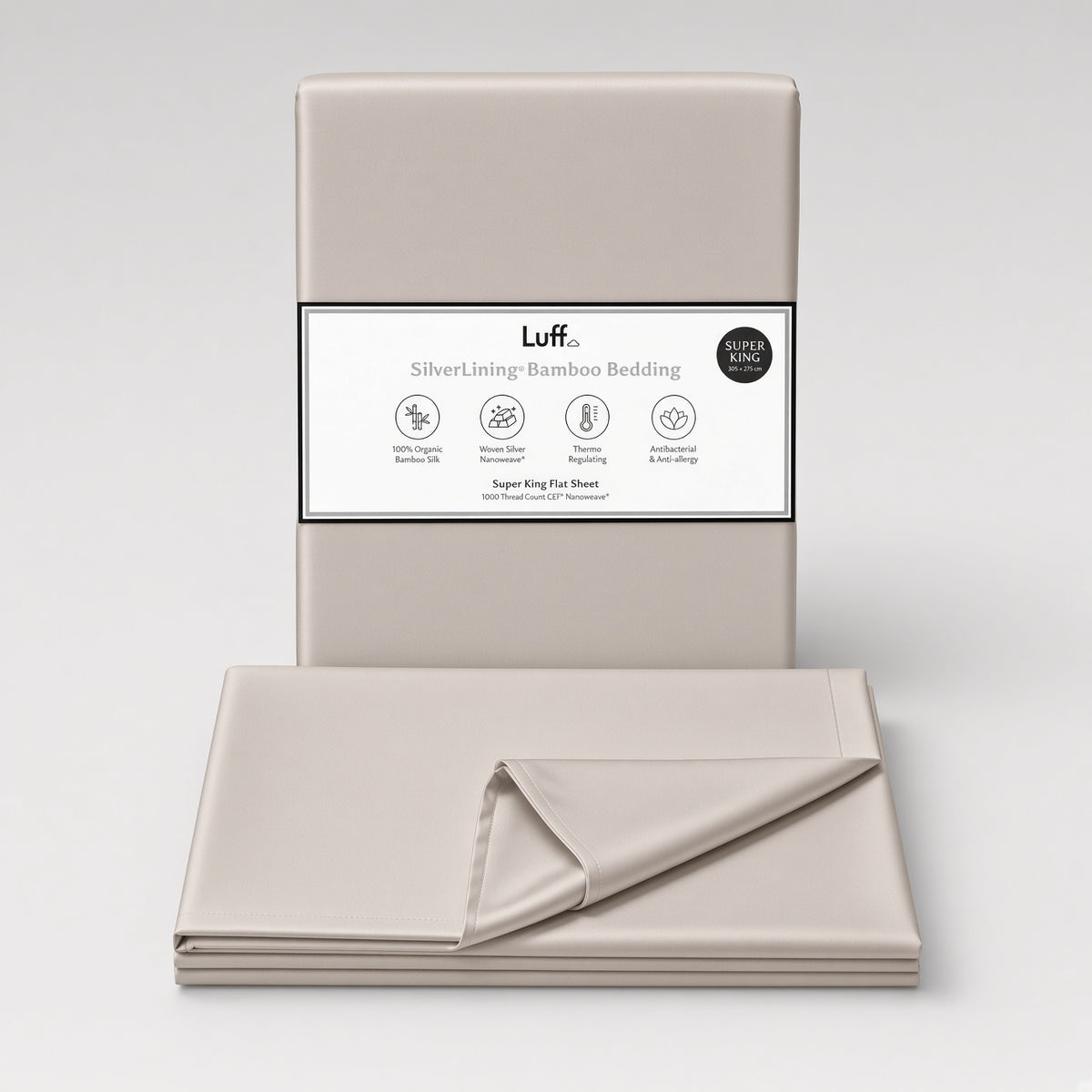 Luff SilverLining Bamboo Bedding with real silver. Naturally antibacterial and breathable #colour_light-grey