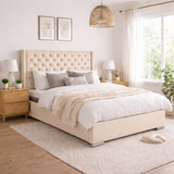 The Majestic Wingback Ottoman Bed Base, Gas List Open - Luff Sleep (Plush Cream) #colour_plush-cream