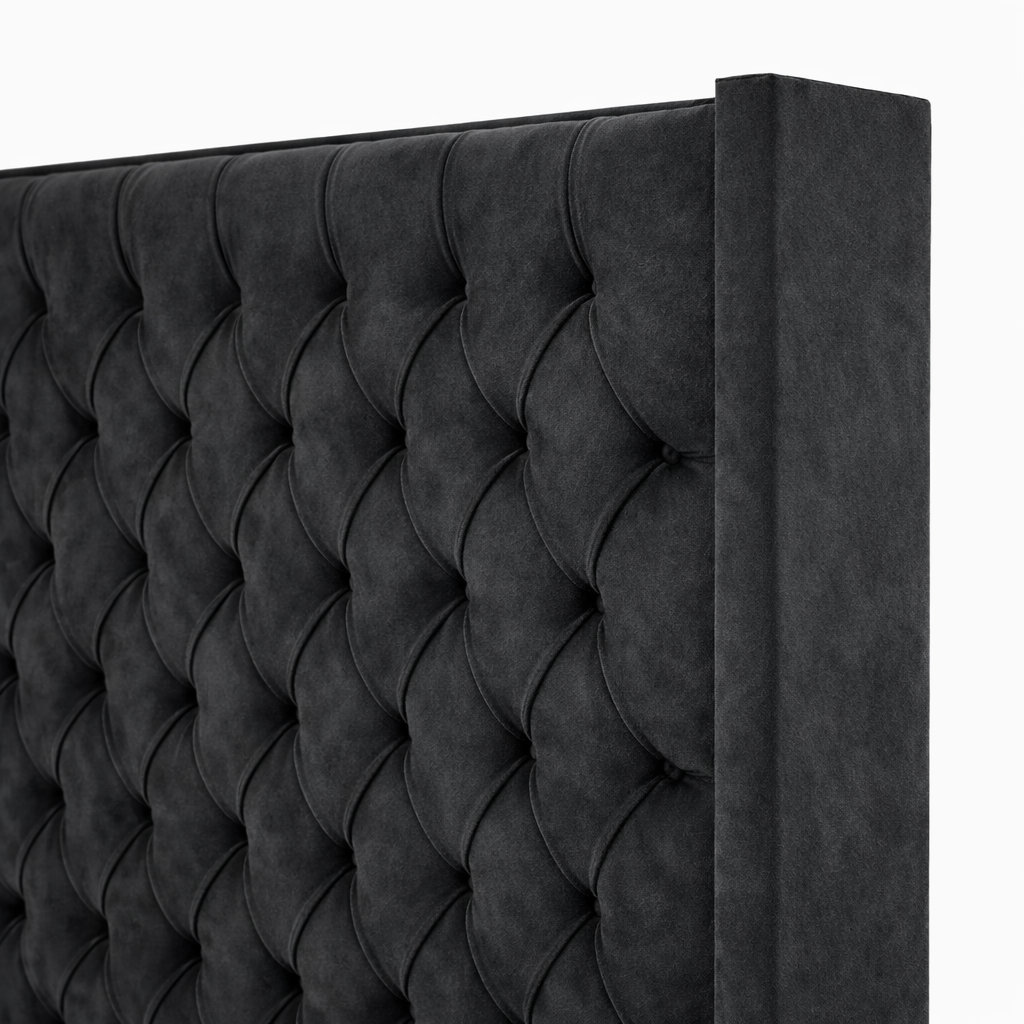 The Majestic Wingback Ottoman Bed Base, Gas List Open - Luff Sleep (Plush Steel) #colour_plush-steel