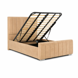 Modern Elegance Ottoman Bed Base, Gas List Open - Luff Sleep (Plush Beige) #colour_plush-beige