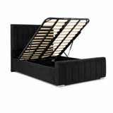 Modern Elegance Ottoman Bed Base, Gas List Open - Luff Sleep (Plush Black) #colour_plush-black