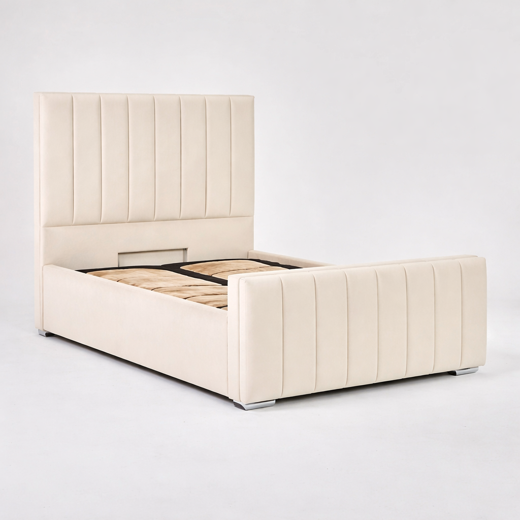 Modern Elegance Ottoman Bed Base, Gas List Open - Luff Sleep (Plush Cream) #colour_plush-cream