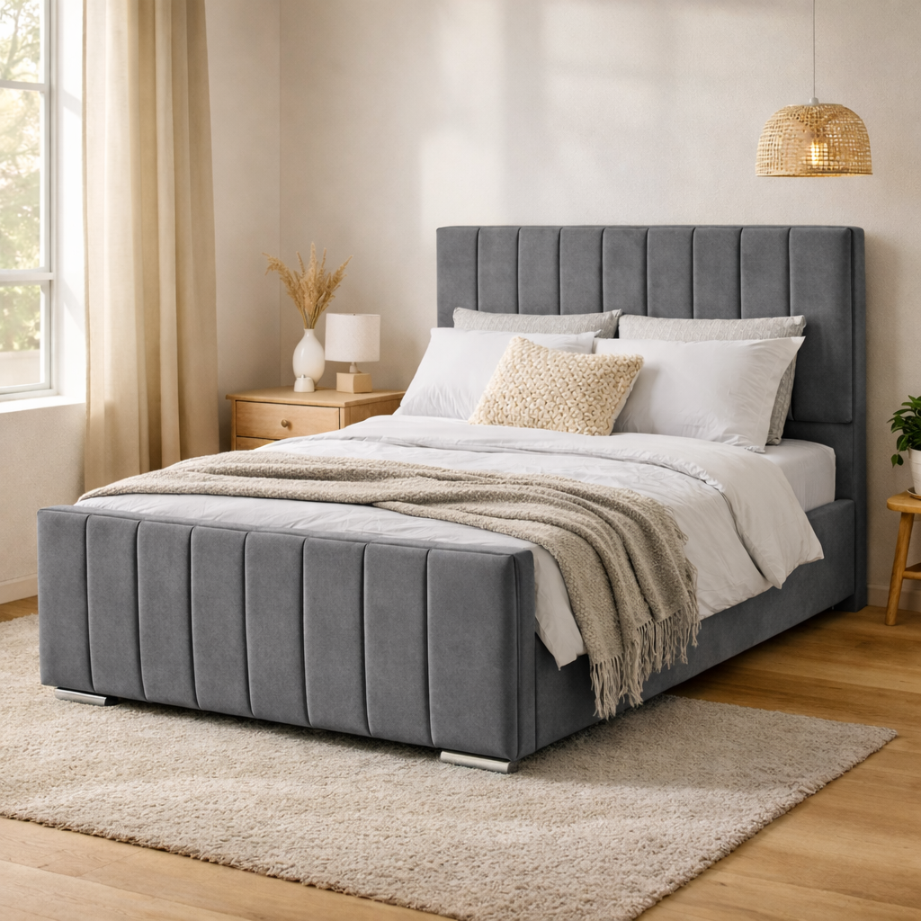 Modern Elegance Ottoman Bed Base, Gas List Open - Luff Sleep (Plush Grey) #colour_plush-grey
