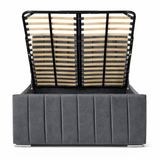 Modern Elegance Ottoman Bed Base, Gas List Open - Luff Sleep (Plush Grey) #colour_plush-grey