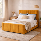 Modern Elegance Ottoman Bed Base, Gas List Open - Luff Sleep (Plush Mustard Gold) #colour_plush-mustard-gold