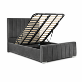 Modern Elegance Ottoman Bed Base, Gas List Open - Luff Sleep (Plush Steel) #colour_plush-steel
